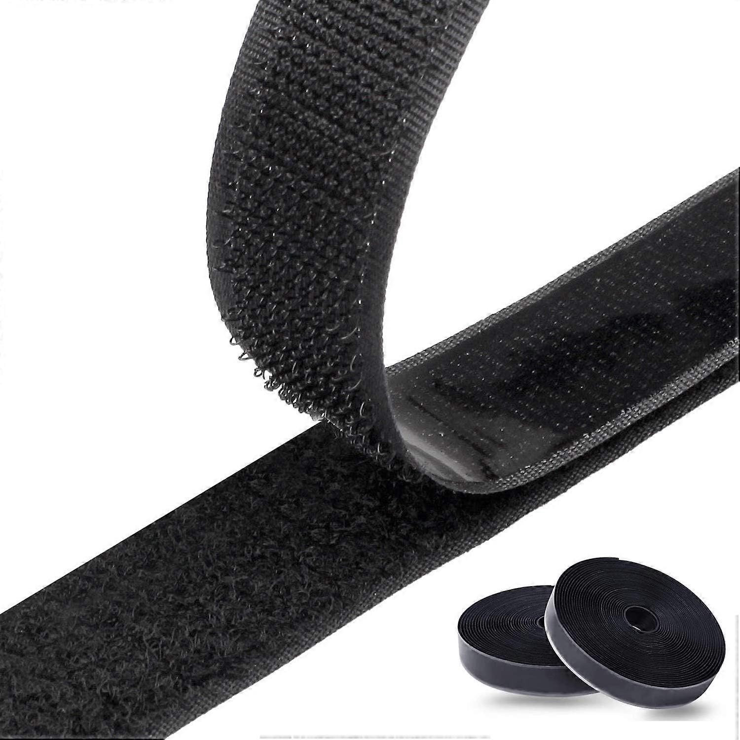 Black8m x 2Adhesive Hook and Loop Tape Adhesive Tapes Strip Scratch Tape Self Adhesive Mosquito Net Hook Loop Roll Self Adhesive Scratch, for window m
