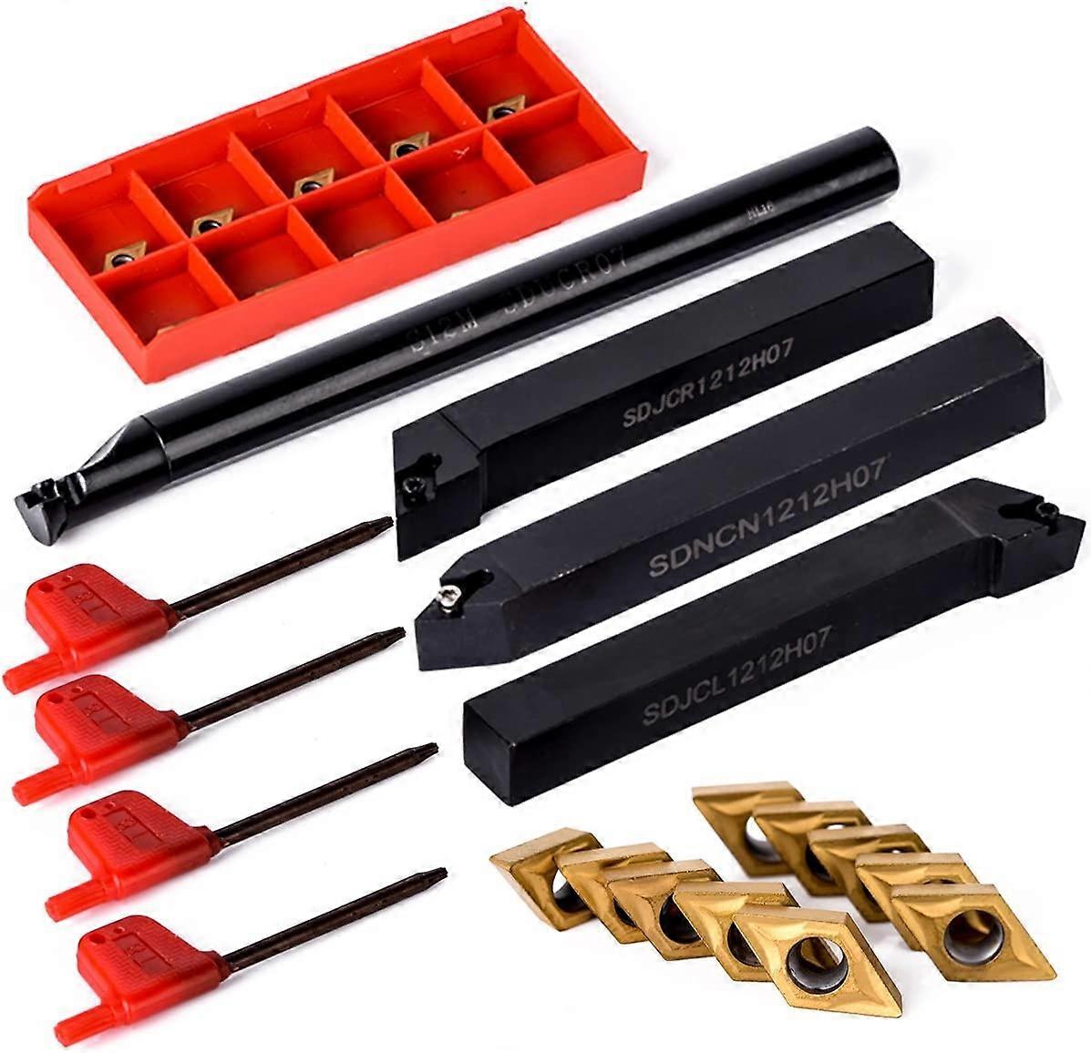 10pc DCMT0702 tungsten carbide+4pcs 12mm drill rods 4pcs key turning