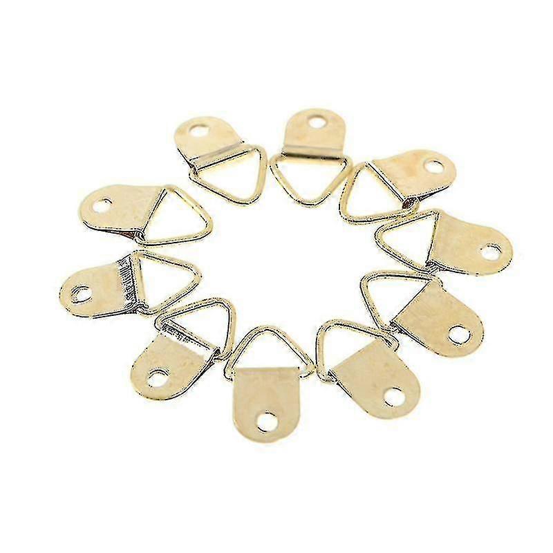 10pcs D Ring Hooks Golden Brass Triangle Photo Picture Frame Wall Mount Hangers