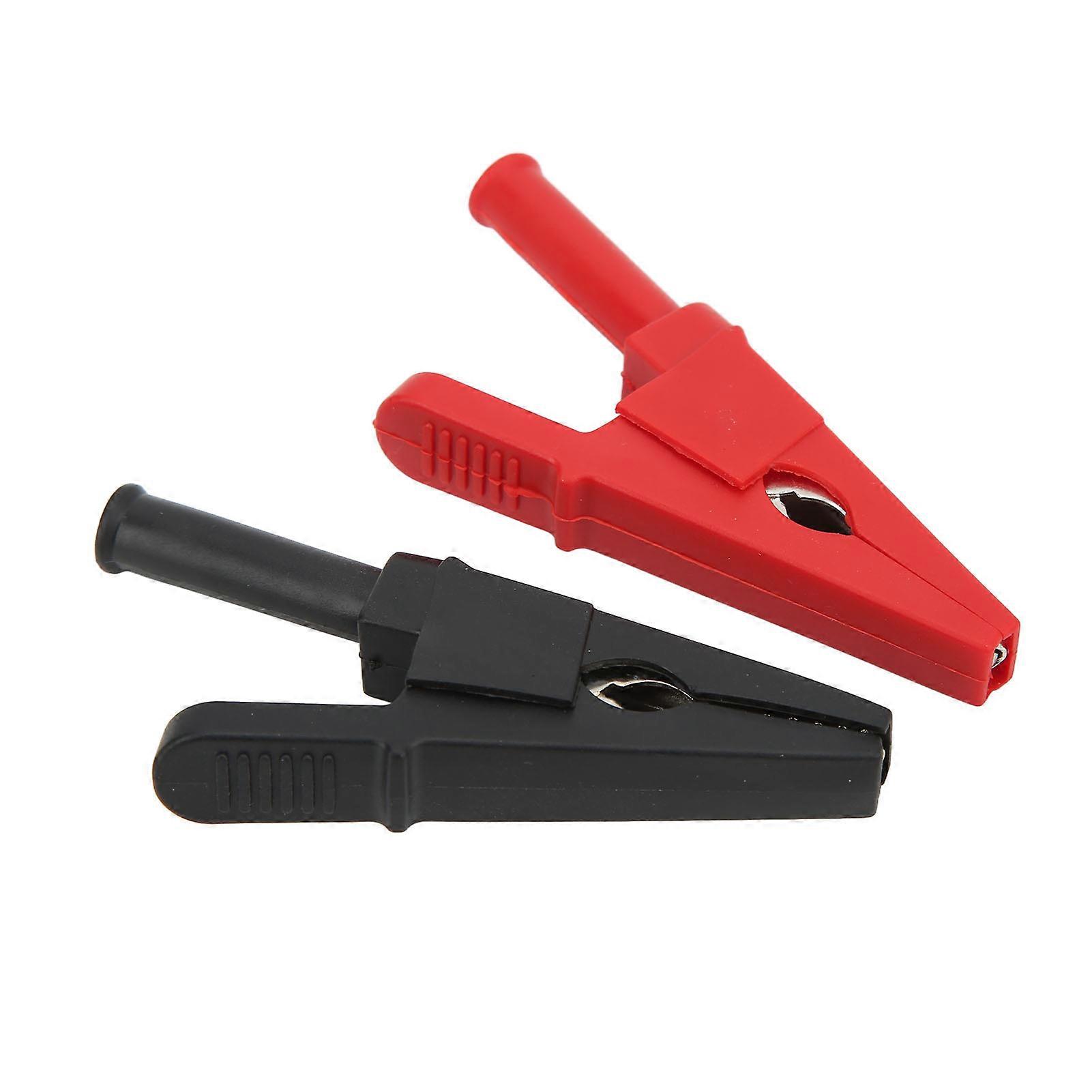 10pcs Electric Test Clip Brass Red Black 4mm/0.2in Hole 20mm/0.8in Open Type Copper Testing Clamp for Power Test