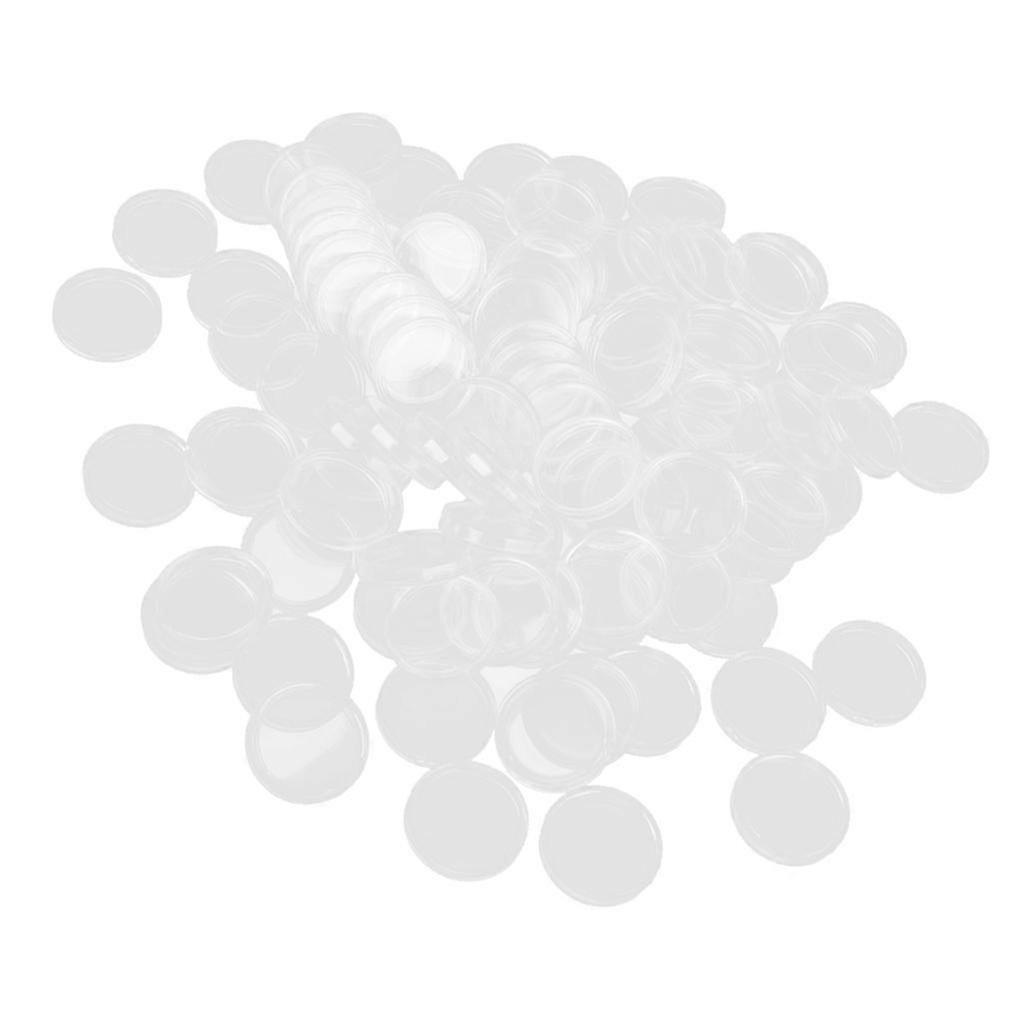 100 myntkapslar i låda, myntfodral, transparent färg, 32 mm