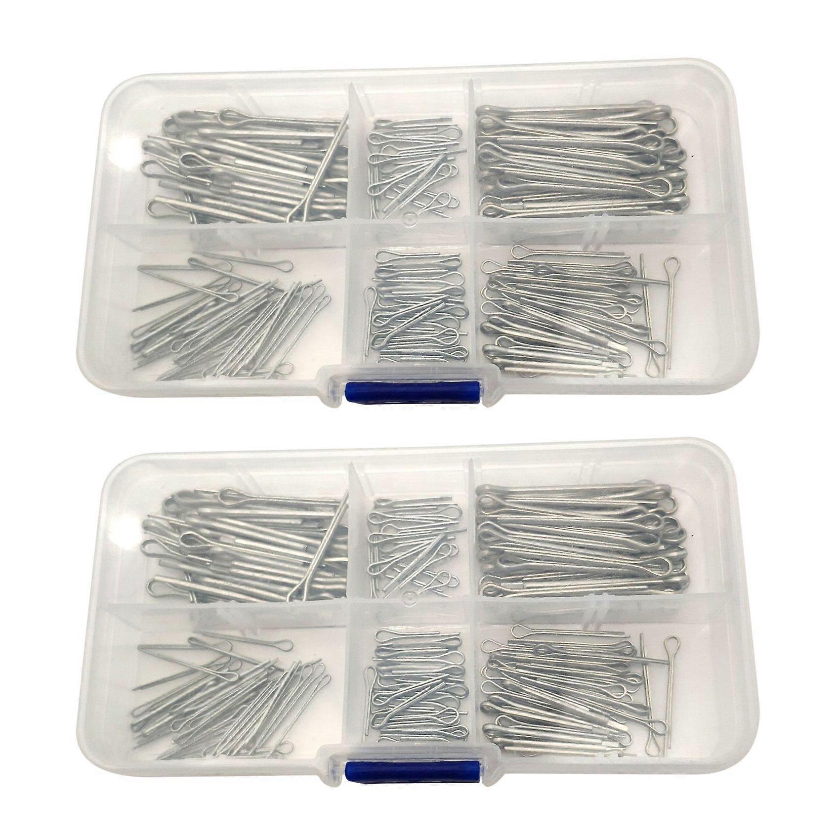 350Pc SPLIT PINS Cotter Fixings Set Assorted Sizes Zinc Plated Steel Hard Case