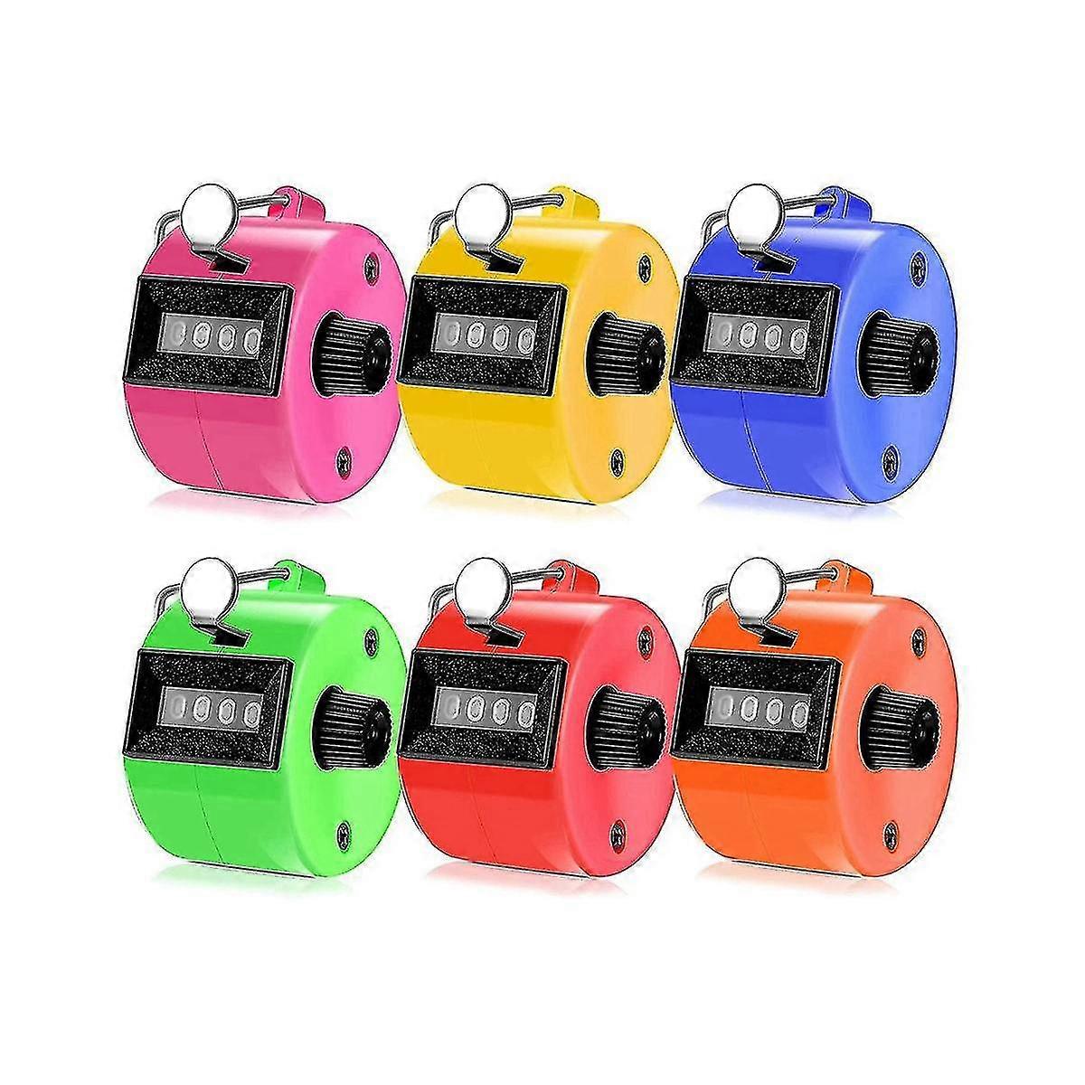 6 Pcs Hand Counter 4 Digit Mechanical Palm Click Counter Assorted Color Hand Hold Counter Clicker W