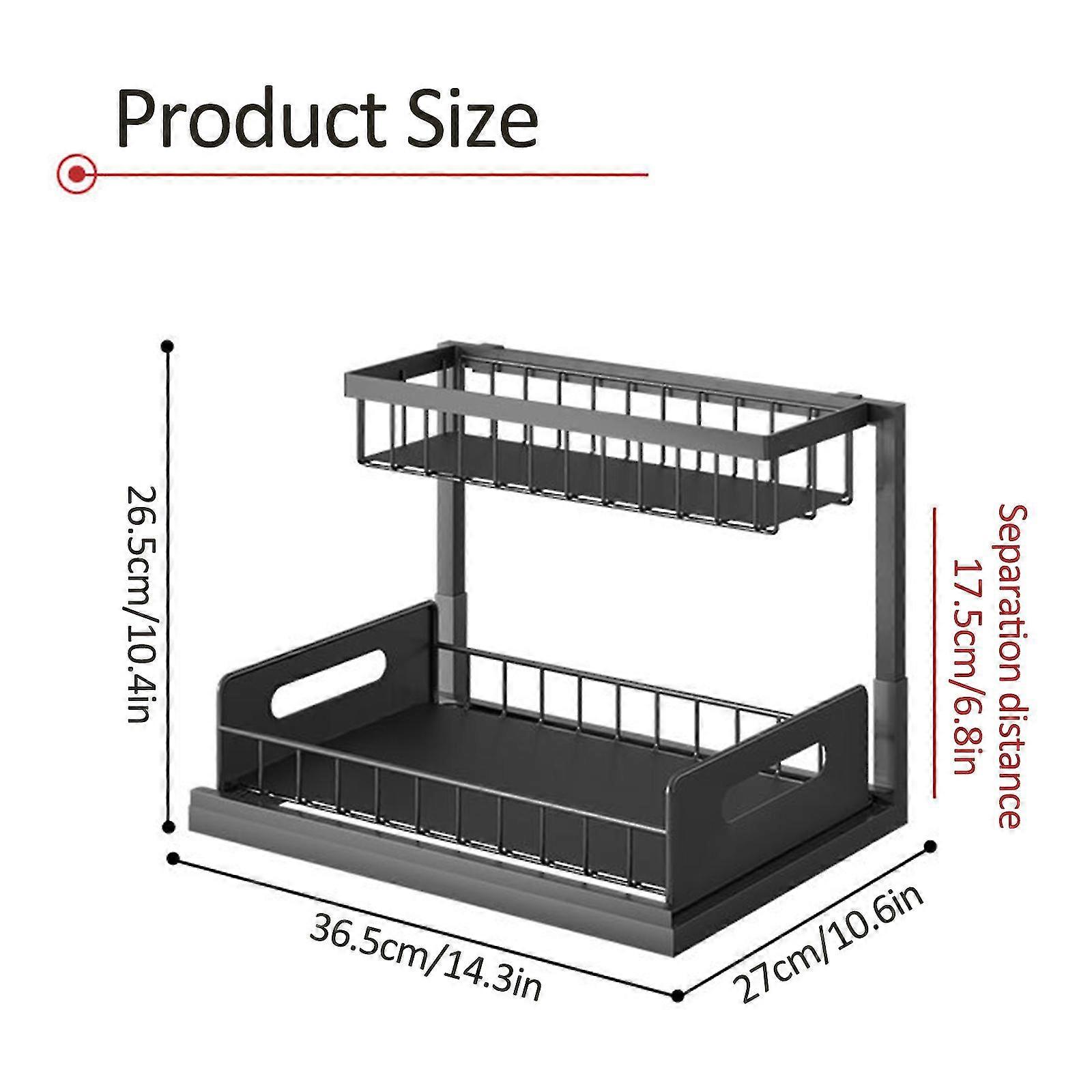 2-tier Slide Out Sliding Shelf Under Cabinet Storage Multi-use