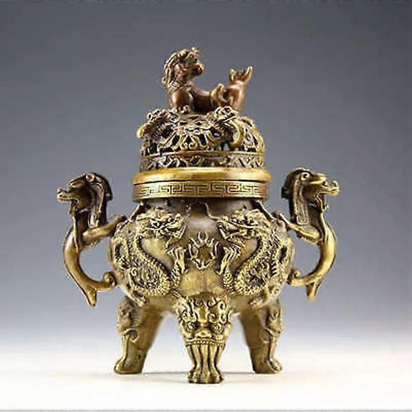 China Rare Copper Dragon Tiger Incense Burner