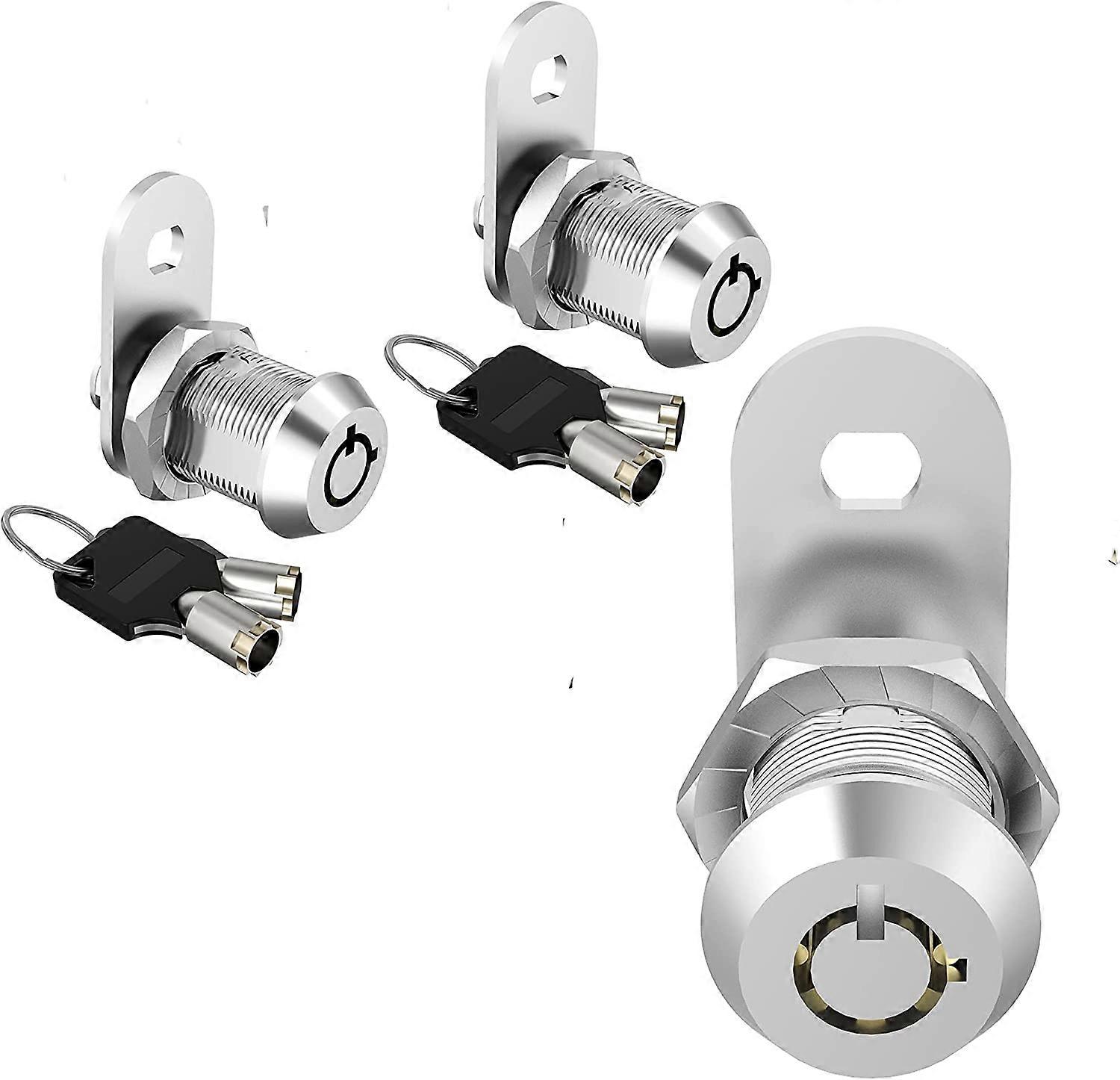 収納ロック、引き出しの収納ドア用キー付きキャビネットロックツールボックストレーラーキャンピングカー、セキュリティファイルと引き出し、亜鉛合金シルバー(2個)