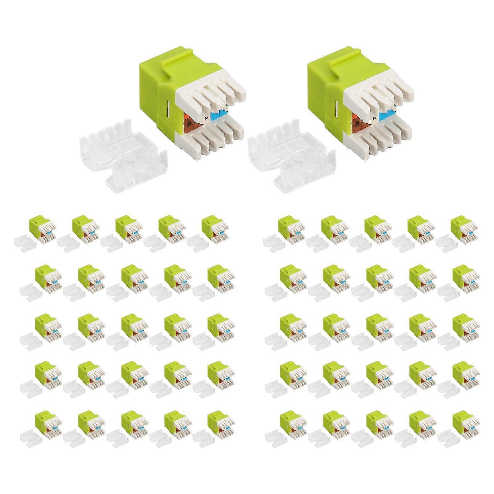50pcs Cat6 Network Connector 180 Degrees Punch Down Inflaming Retarding RJ45 Connector for Network Panel