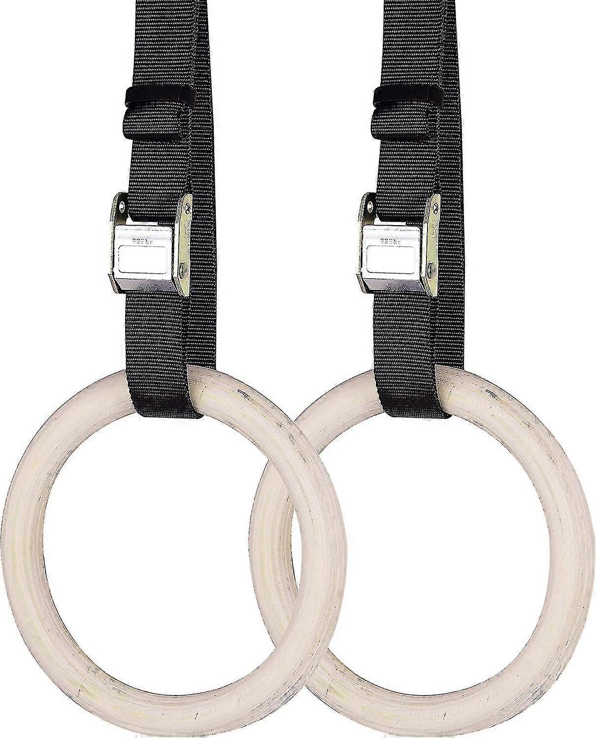 حلقات جمباز خشبية بما في ذلك أحزمة تعليق - مجموعة بطول 2-6 أمتار - حلقات جمباز قابلة للتعديل