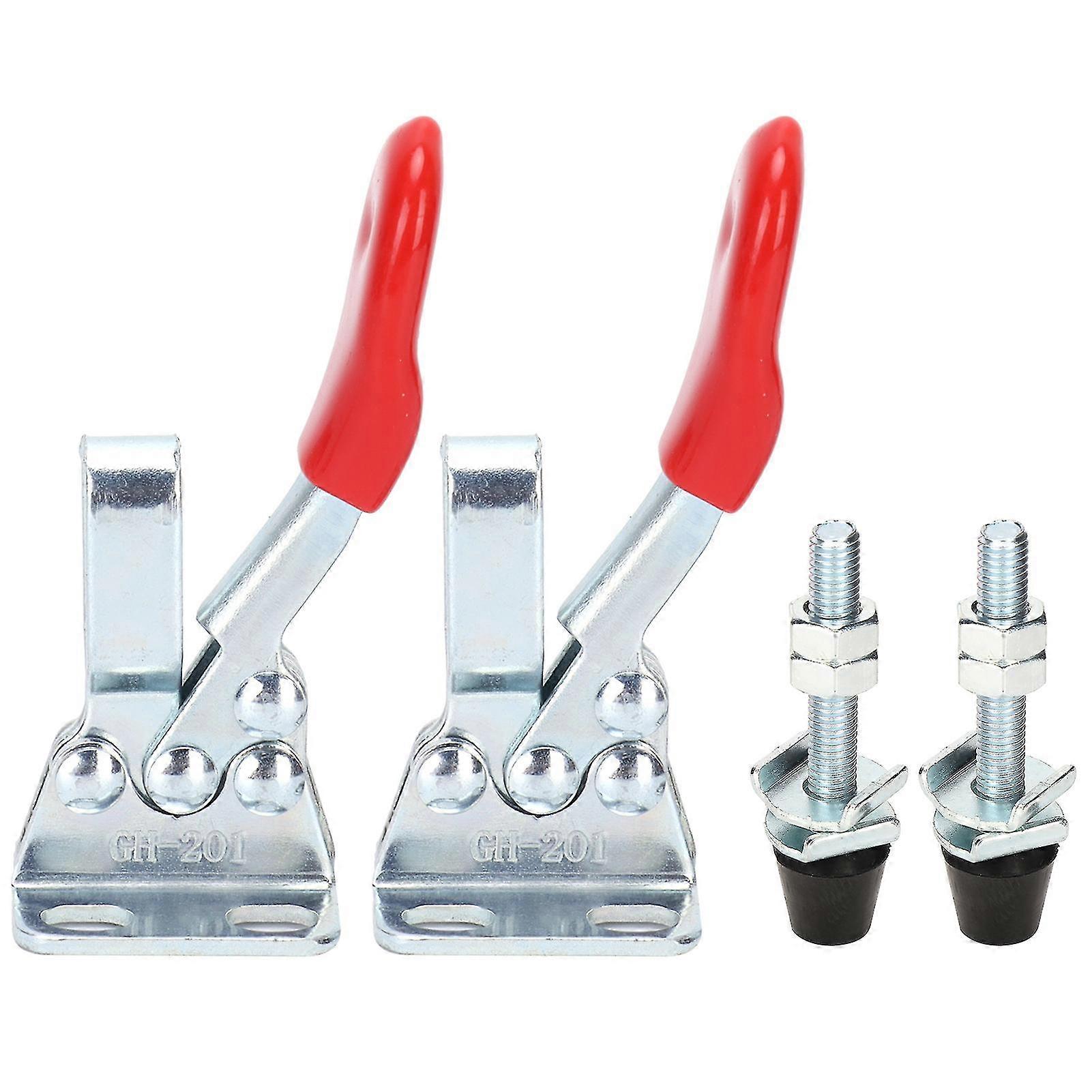 2 Set Toggle Clamp Quick Release Horizontal Clamp Anti Slip Hand Tool For Woodworking