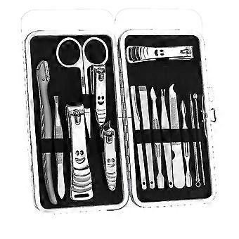 15pcs Coupe-ongles en acier inoxydable Ciseaux Combinaison Ensemble Kits Manucure