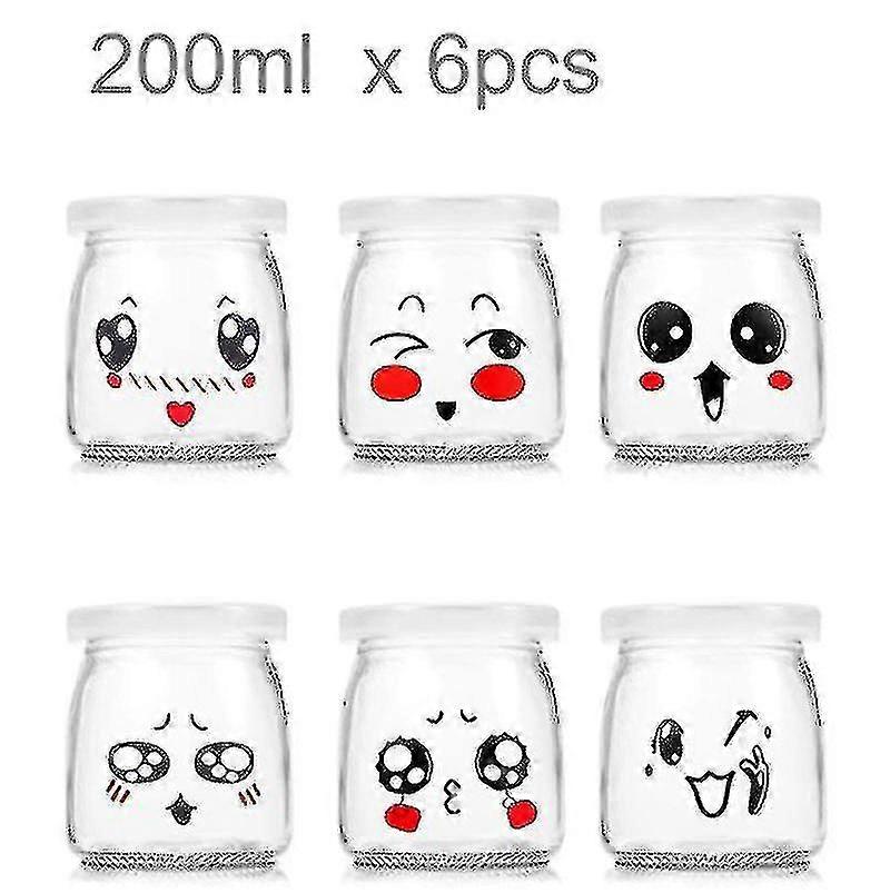 6 Pieces Yogurt Jars 200ml Jars With Lid Mason Jar For Pudding Milk