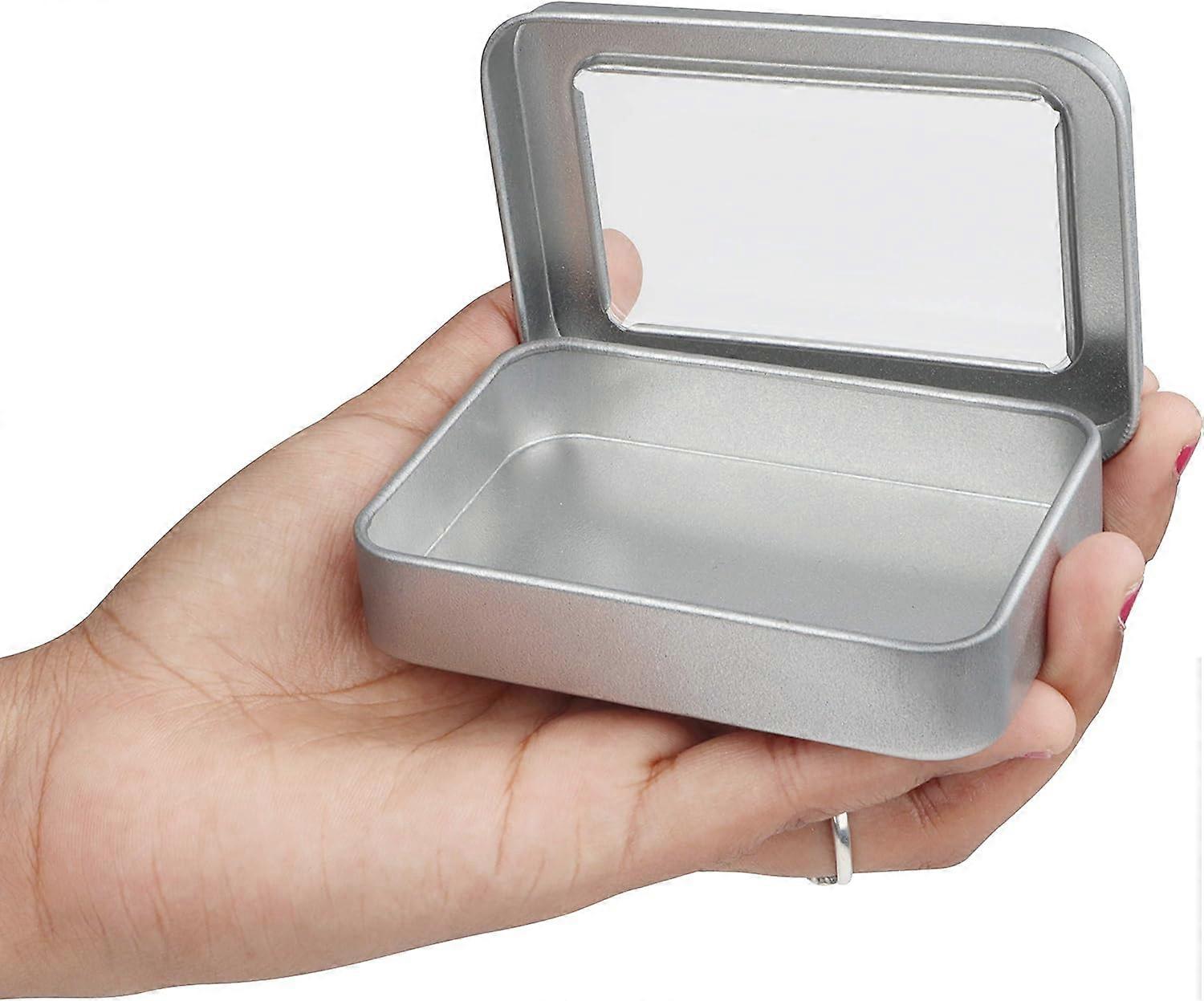 Set of 5 Silver Metal Box with Lid - 9 x 6.3 x 1.8 cm - Small Portable Empty Metal Box Without Hinge - Mini Rectangular Metal Storage Box - Crafts and
