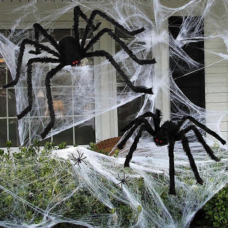 Halloween Décoration extérieure Araignée à fourrure, Araignée géante effrayante Fausse araignée géante Poilu Accessoires d’araignée