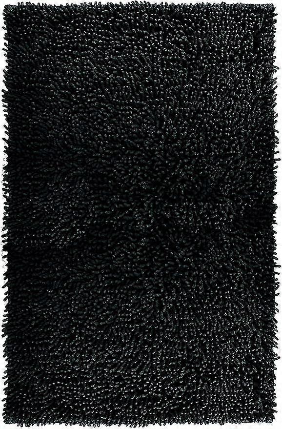 Bath Mat Chenille Black, Solid Color Shower Rug, Soft Rug (50 X 80 Cm)