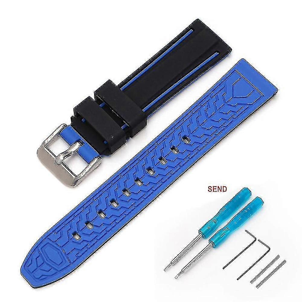 22MM For Blancpain & Swatch Fifty Fathoms Two-Color Silicone Strap Included Tool