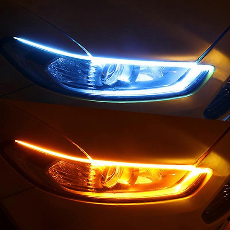 Dynamisch 2 PCS DRL Flexible LED Tagfahrlicht Blinker Scheinwerfer Scheinwerfer Licht Wasserdicht 30cm 45cm 60cm Weiß Rot Gelb