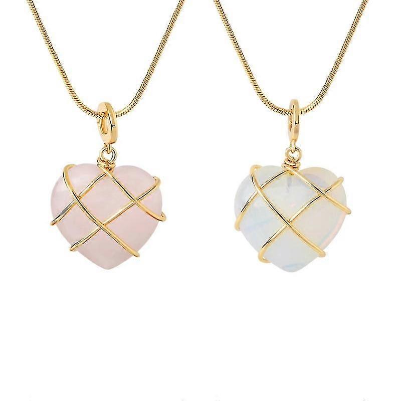 2Pcs heart crystal pendant jewelry cute birth stone heart necklace girls diamond castle necklace