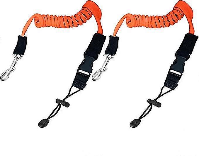 Kayak Paddle Leash, Safety Elastic Kayak Paddle Rope Canoeing Accessories With Adjustable Belt Buckle And Metal Hooks For Canoeing Boating Surfing 2pc