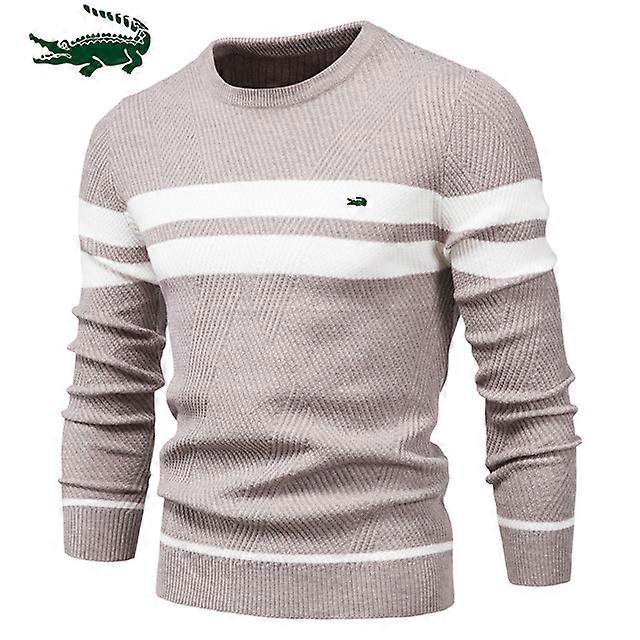 Maglione invernale a righe da uomo di alta qualità, 2023, caldo e spesso, con scollo a V, basic casual, slim e comodo.