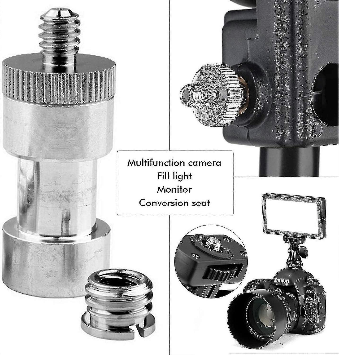 Adattatore Filettato Adattatore Filettatura Treppiede 1/4 A 3/8 - Convertitore Doppia Testa Per Fotocamera E Luci Accessorio Fotocamera Video