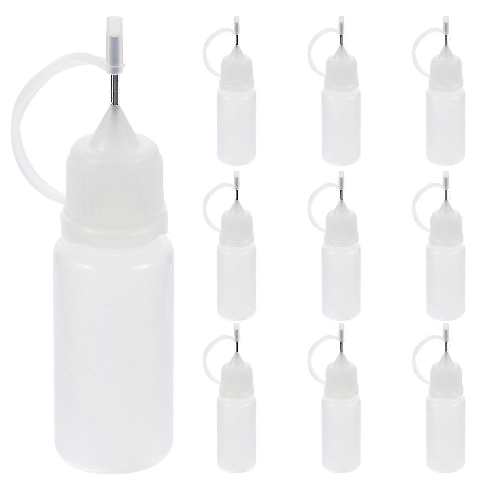 10Pcs 10ml Needle Tip Glue Bottle Applicator DIY Quilling Tool Precision Bottle (White)