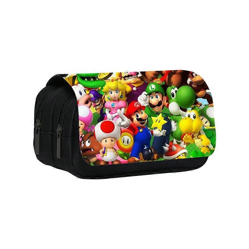Mario Double Pencil Case (3# Pen Not Included), Game Pencil Case Large Capacity Stationery Organizer for Students, Boys and Girls
