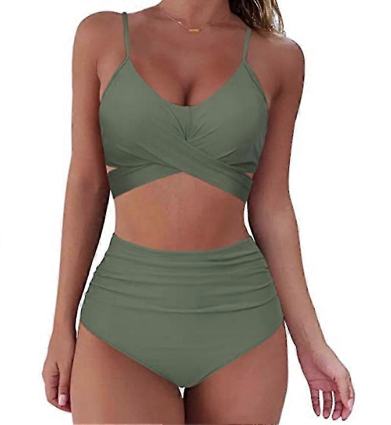 Frauen Wrap Bikini Set Push Up High Taille 2 Stück Badeanzüge Klein