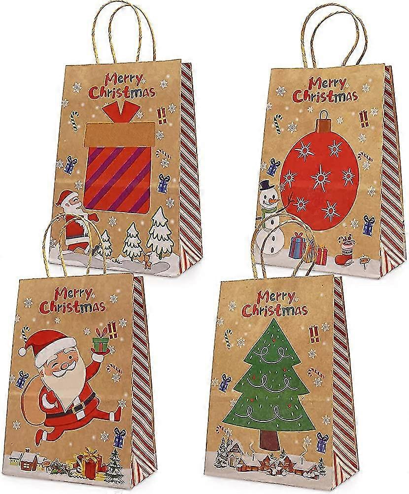 عيد الميلاد كرافت أكياس ورقية 24 أكياس من أنماط مختلفة من أكياس ورقية عيد الميلاد مع