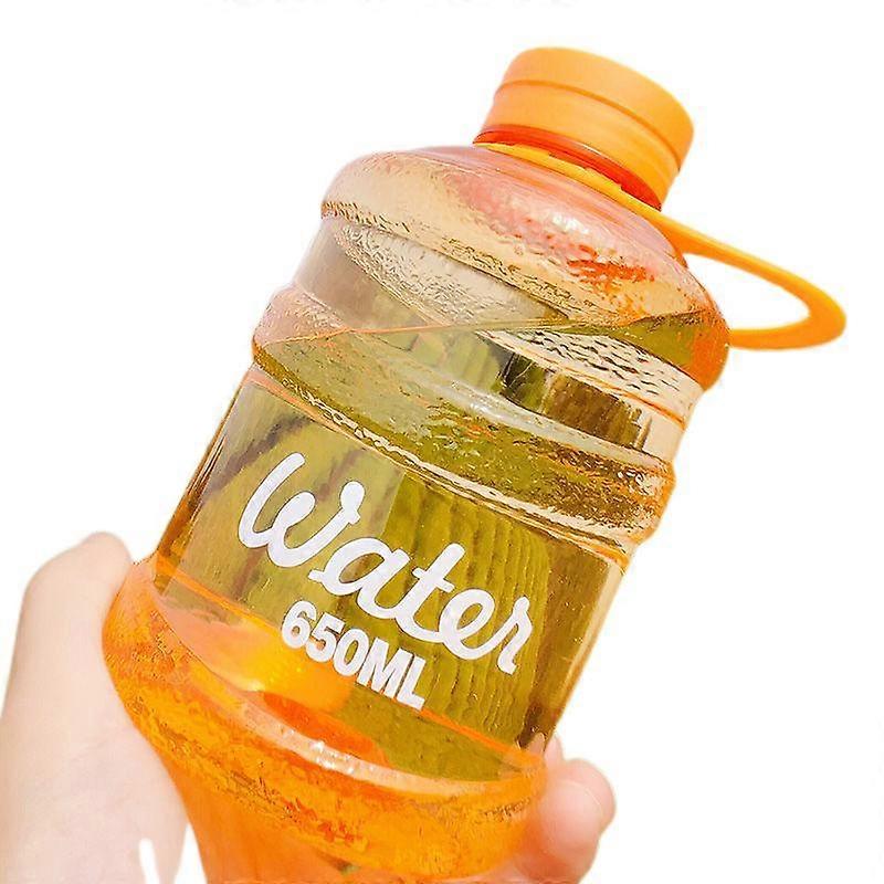 ミニスモールピュアバケットカッププラスチックウォーターカップウォーター[透明オレンジ]650mlシングルカップ+カップブラシ