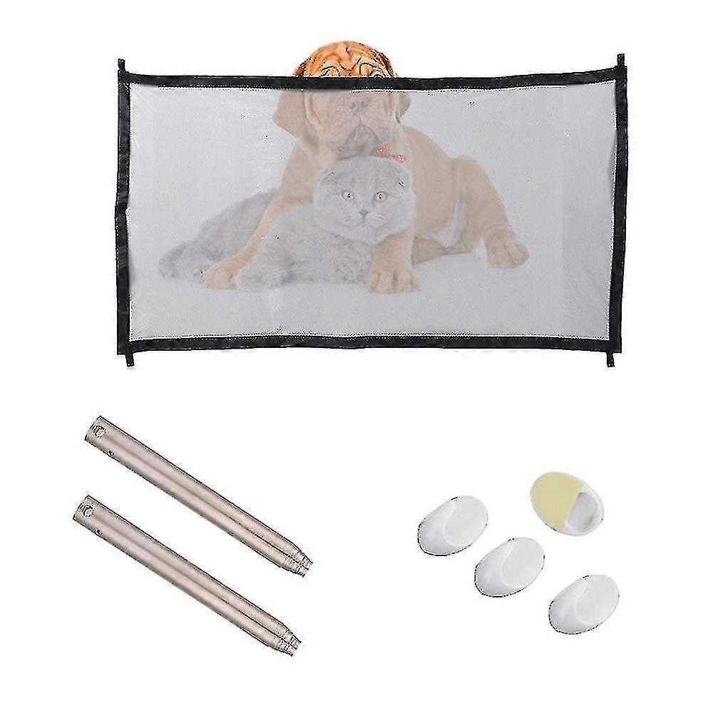 بوابة الكلب السحري ، بوابة حراسة سلامة الحيوانات الأليفة ، بوابات سلامة الطفل المحمولة القابلة للطي في أي مكان 180 * 72 سم (الحجم واللون: أسود - 110 * 72 سم
