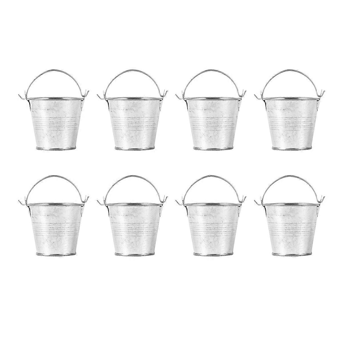 8 Stück Kinder Korb Blech Sand Eimer Metall Blecheimer Pflanzgefäße Körbe Pommes Frites Eimer Blumentopf