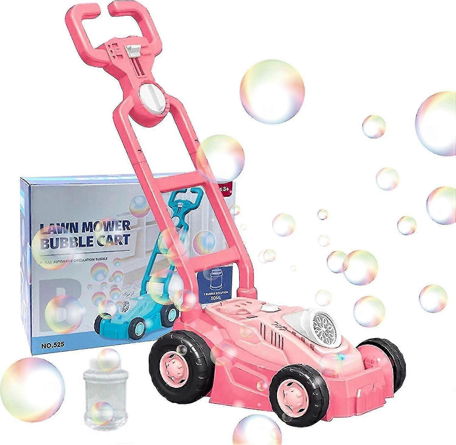 Bubble gressklipper, automatisk bobleblåsermaskin med lette, interaktive utendørs push-leker for førskolegutter og jenter, bakgård, hage, park Xinx