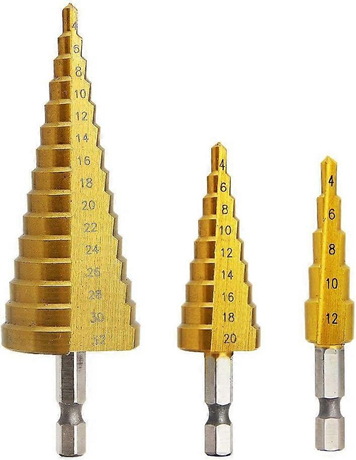 HSS Titanium Drill Bit Set - 4-12/20/32mm Stepped Countersunk Head Bits (Piece)
