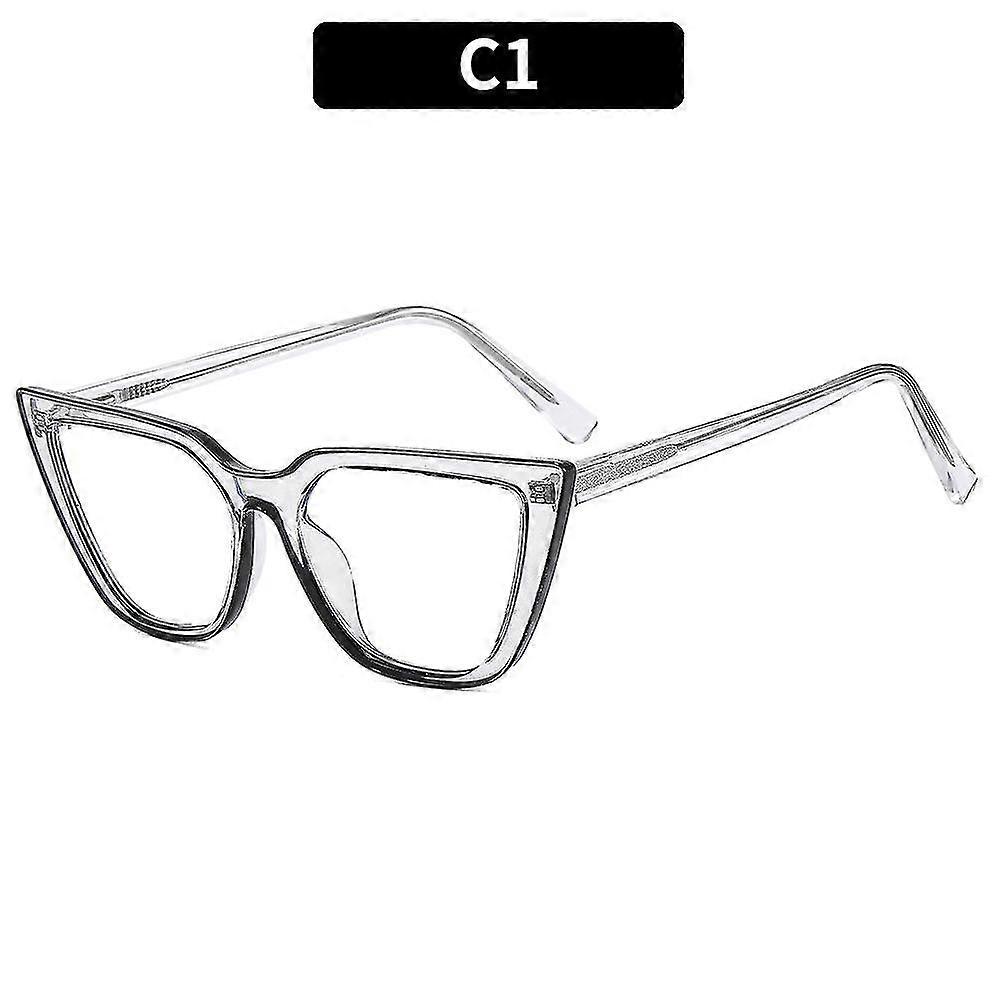 Tr90 Blue Light Glasses Non-prescription Frame For Women Cat Eye Fake Glasses Computer Glasses Anti Glare &amp; Uv Eyewear