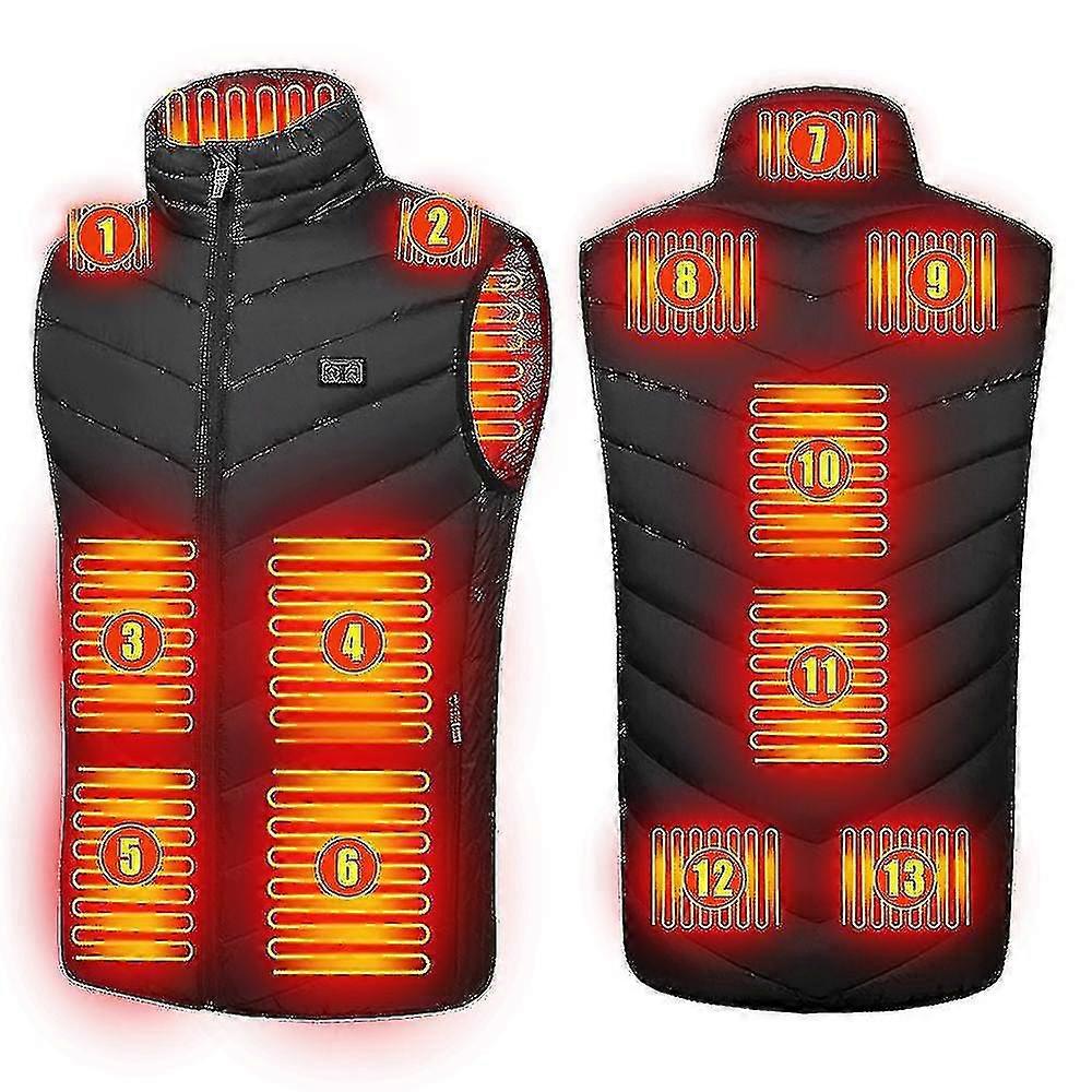 13 Zones Men Heated Vest Usb Charging Heating Coat Smart Heating Sleeveless Jackets