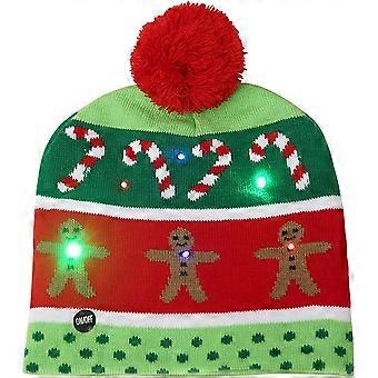 LED Light Up Beanie Hat Flashing Holiday Knitted Hat for Unisex Men Women Festival Parties