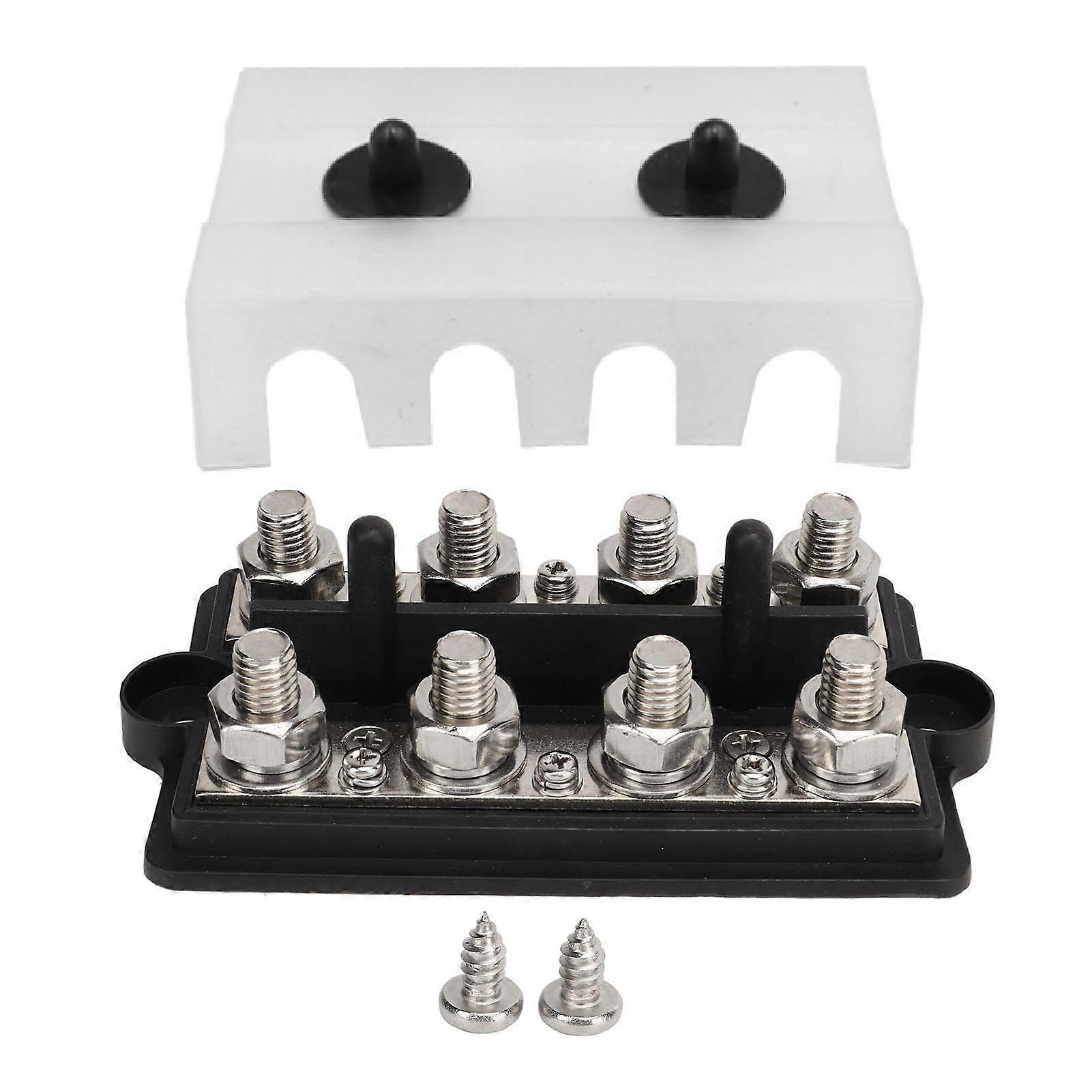 Bus Bar Marine RV Battery Terminal Power Distribution Block 2 Row M8 Stud DC1248V 150A Black