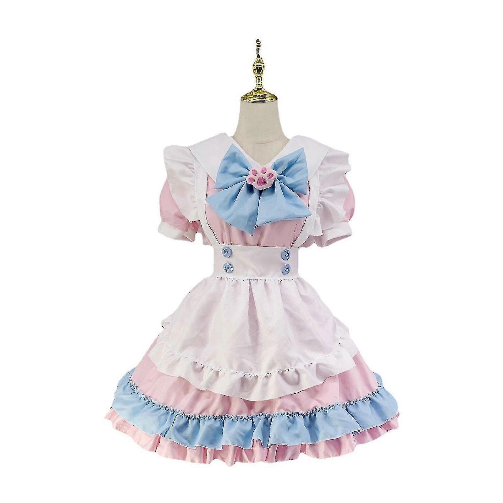 Anime Cute Maid Outfit For Girls Women Lace Trim Apron Cat Paw Lolita  Dresses Cosplay | Fruugo NO