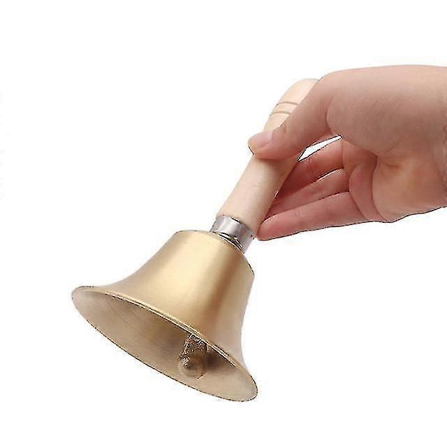 Extra Loud Solid Brass Hand Call Bell With Wooden Handle