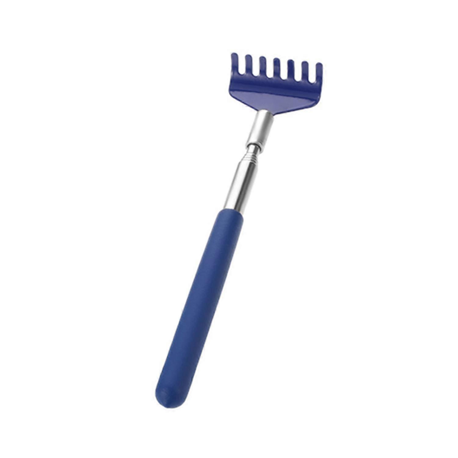 Anself Telescopic Back Scratcher Massager Metal Compact Extendable 5 Section 20-68cm Blue