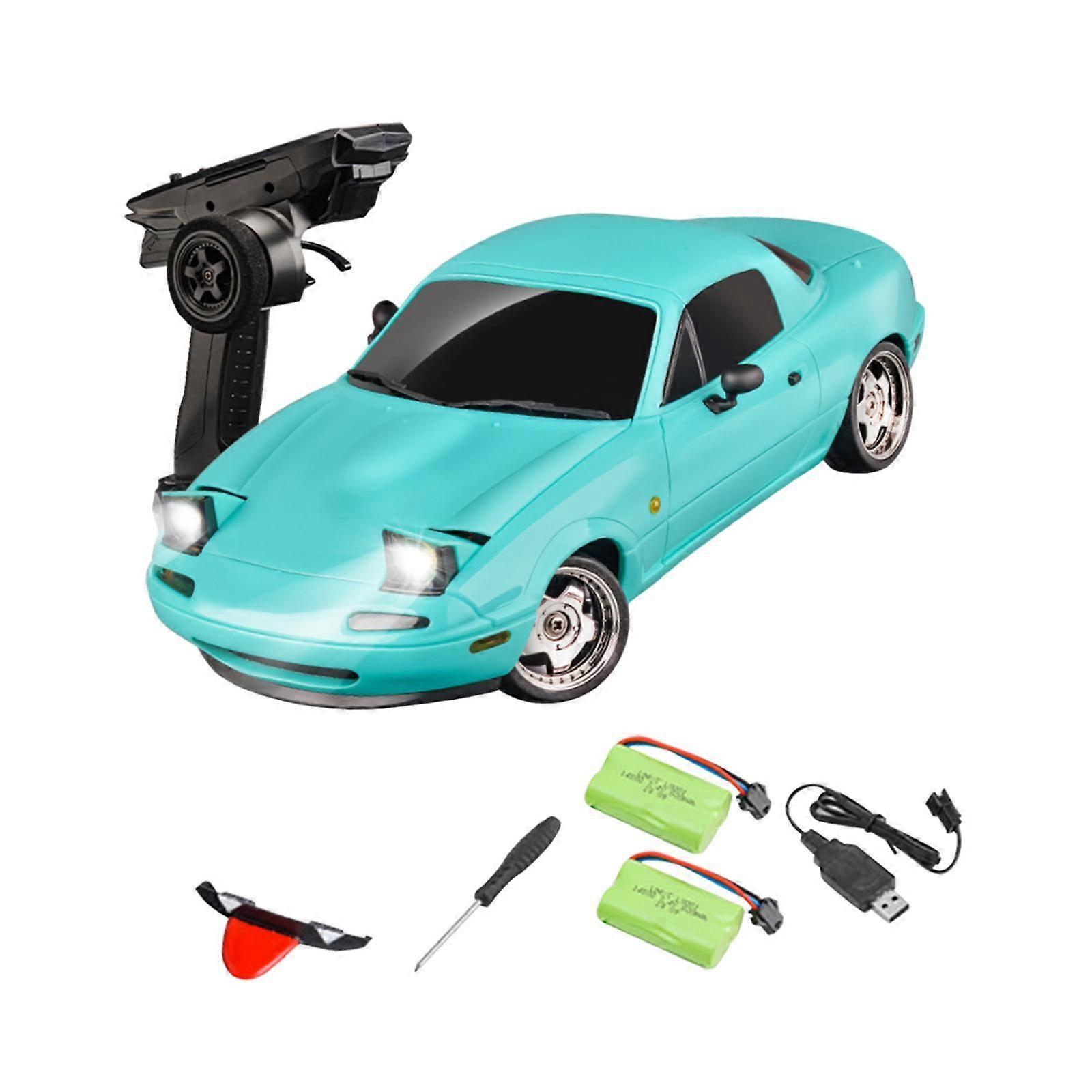 1:18 RC Drift Modellbil 4WD Fjärrkontroll Bil för Vuxna Pojkar Flickor Närvarande Blå