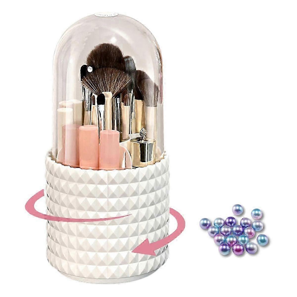 Makeup Brush Holder, Dustproof and Waterproof Makeup Storage - 360 Degree Rotatable Cosmetic Makeup