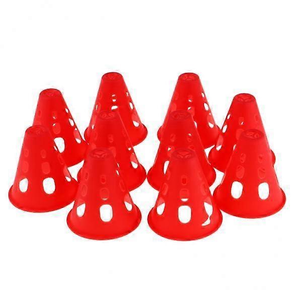 2x 10pcs Plastic Windproof Roadblock Sport Training Traffic Road Cones Red