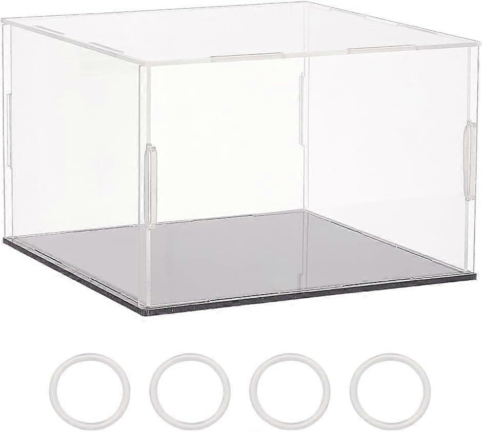 6.3x6.3x4.1Inch Clear Acrylic Display Case Self-Assembly Rectangle Acrylic Boxes for Display Dustproof Protection Showcase with Black Base Storage Box