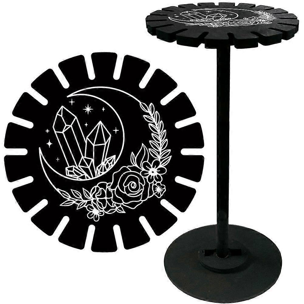 Wooden Wheel Wooden Display Shelf Black Holder Stand Rustic Divination Pendulum Storage Rack Witch Stuff Moon 120x10mm Hole: 20mm