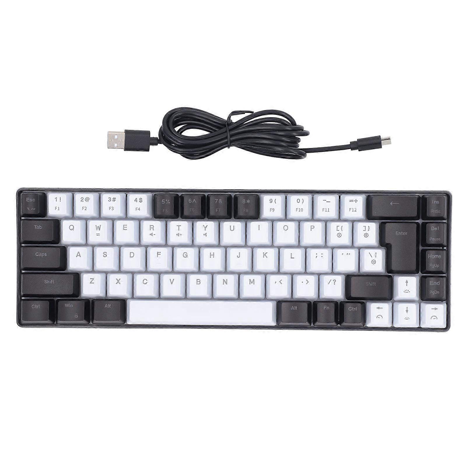 Membrane Gaming Keyboard 68 Keys RGB Backlit Ergonomic USB Interface Computer Keyboard for Win System Office Family Black White