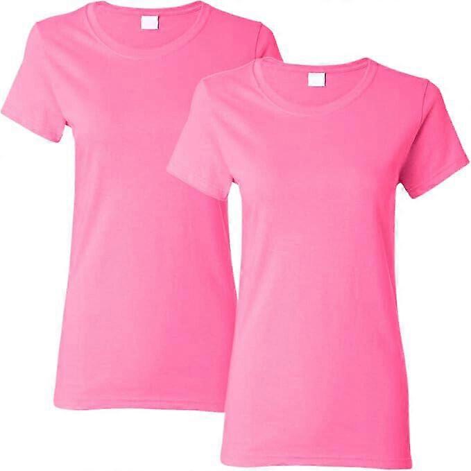 PriceDumb 2 Pack Ladies Femmes Coton Blanc Uni Col Ras du Cou À Manches Courtes T-shirt Tee Tops En