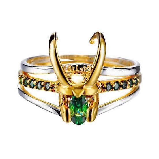 3Pcs/Set 3 In 1 Helmet Shape Unisex Rings Removable Horns Green Cubic Zirconia Finger