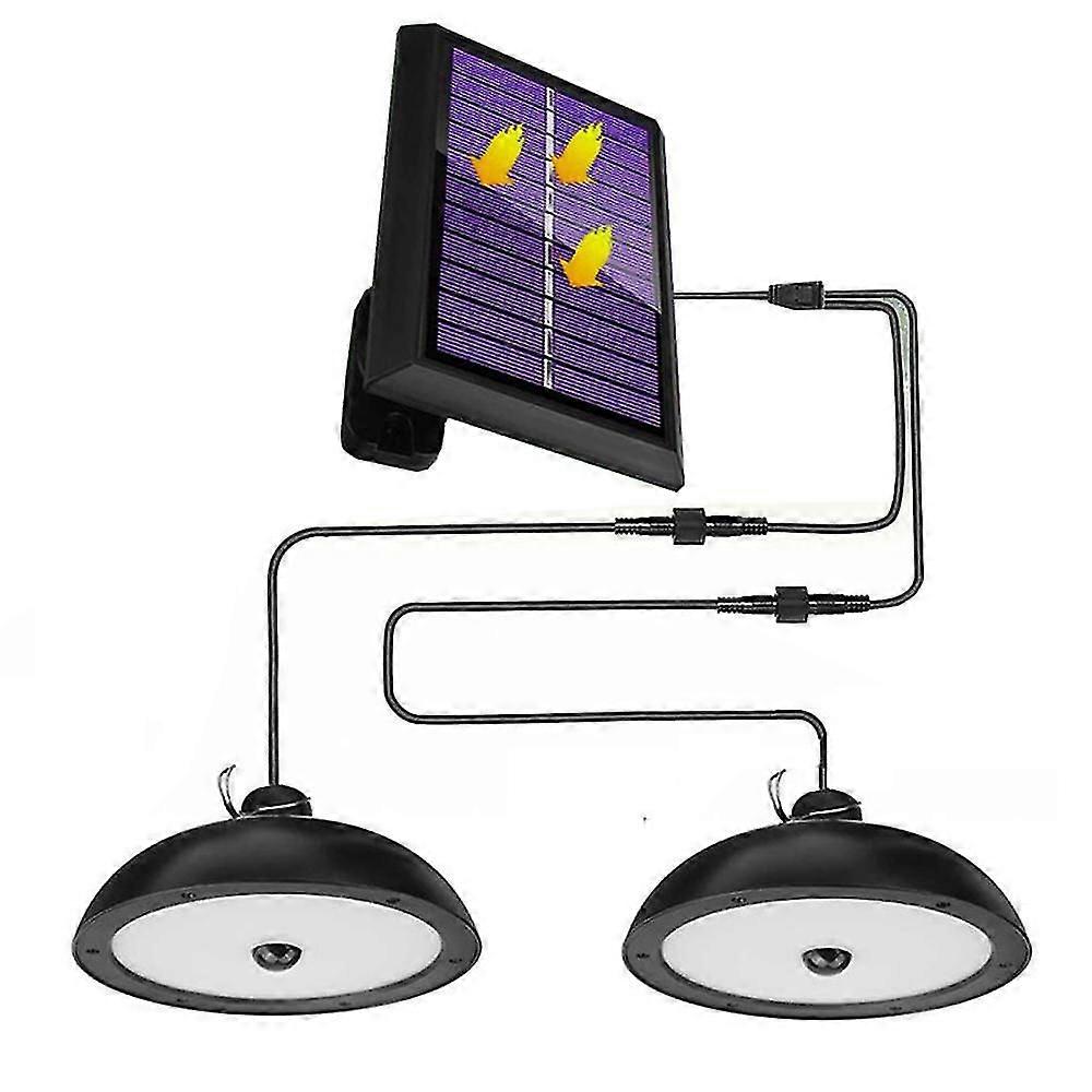 Outdoor Solar Light With Double Head Hanging Shed With Remote Control For Home Patio Garden