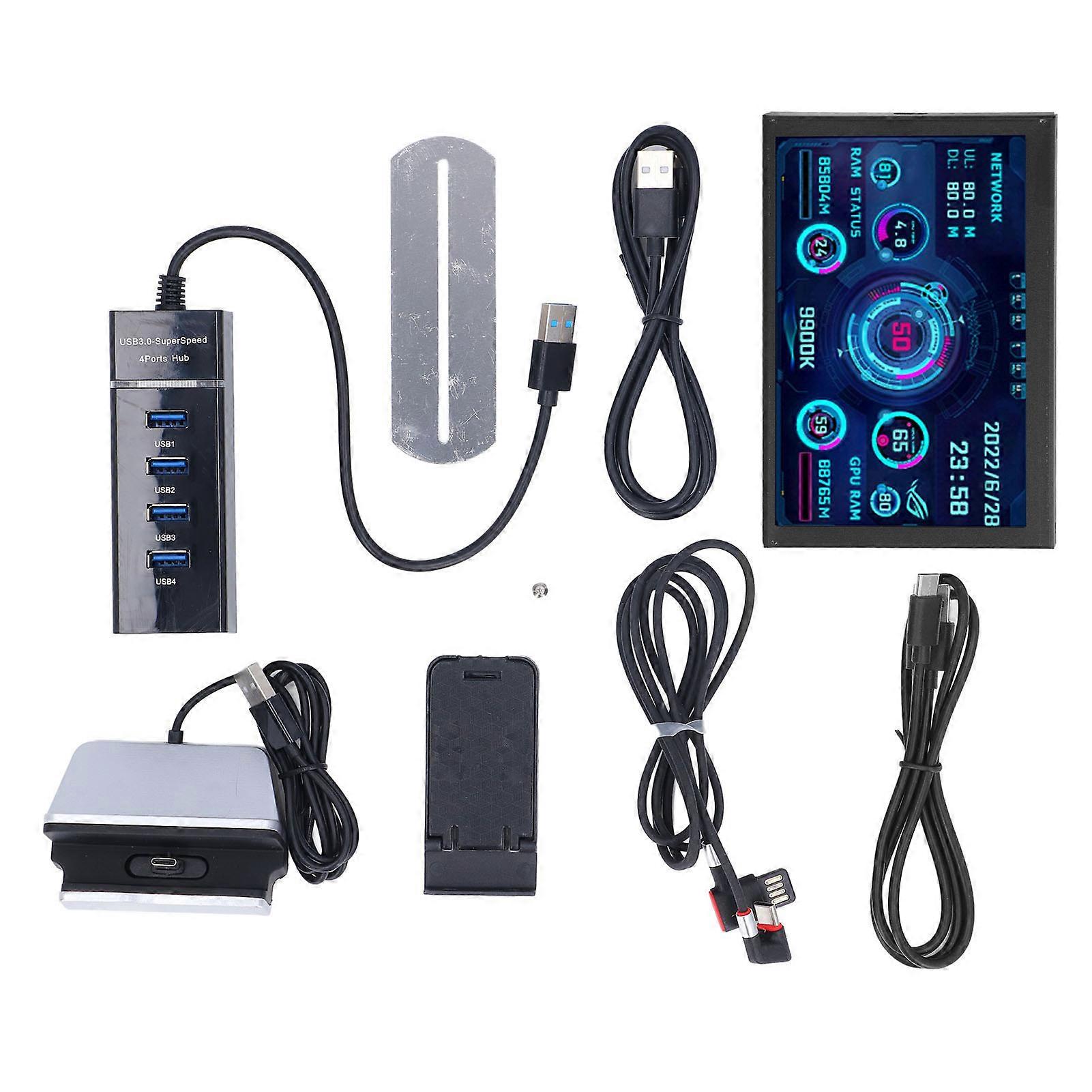 5 Inch Computer Sub Screen IPS Full View Angle PC Case Data Album Video Monitoring Secondary Display Screen